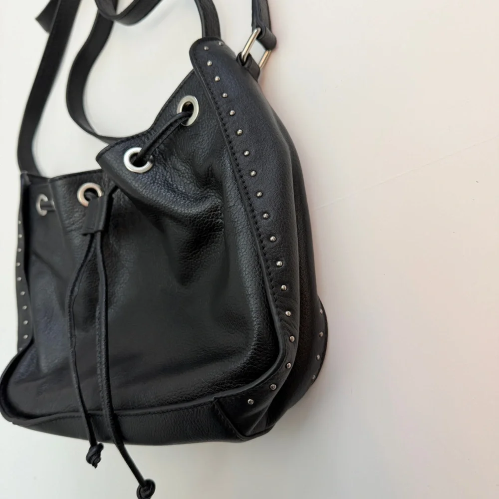 *New* Barney’s New York Black Leather Studded Bucket Bag - Picture 4 of 7